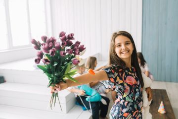 Mother’s Day bouquet with fresh vibrant flowers in a vase